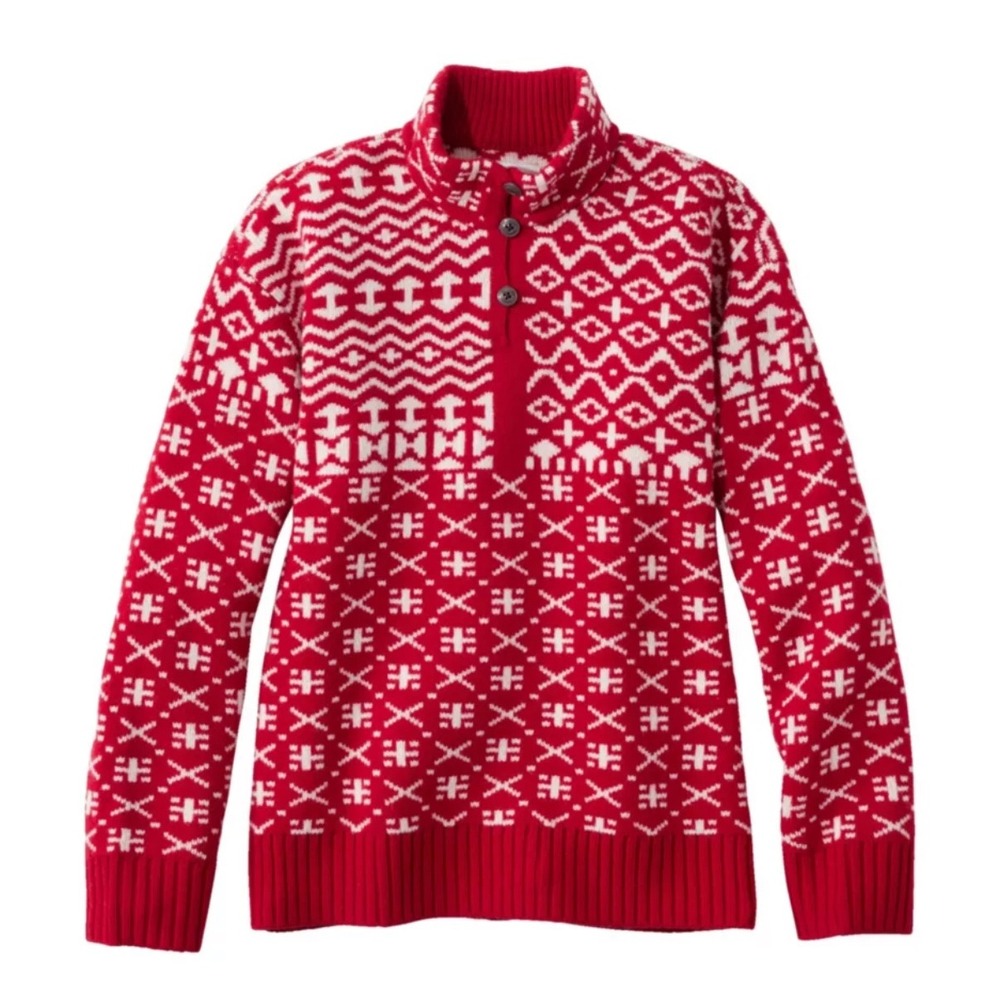 NEW‎ L.L. Bean Signature Sweater Women XL Fair Isle Merino Wool Fisherman Nordic